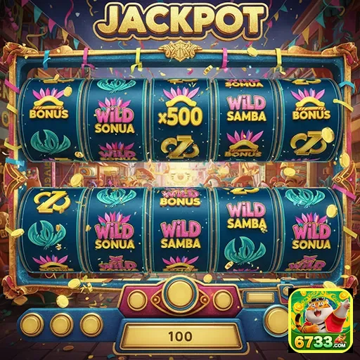 Imagem de uma máquina caça-níqueis Jackpot no site 6733, com símbolos vibrantes e chance de ganhar.